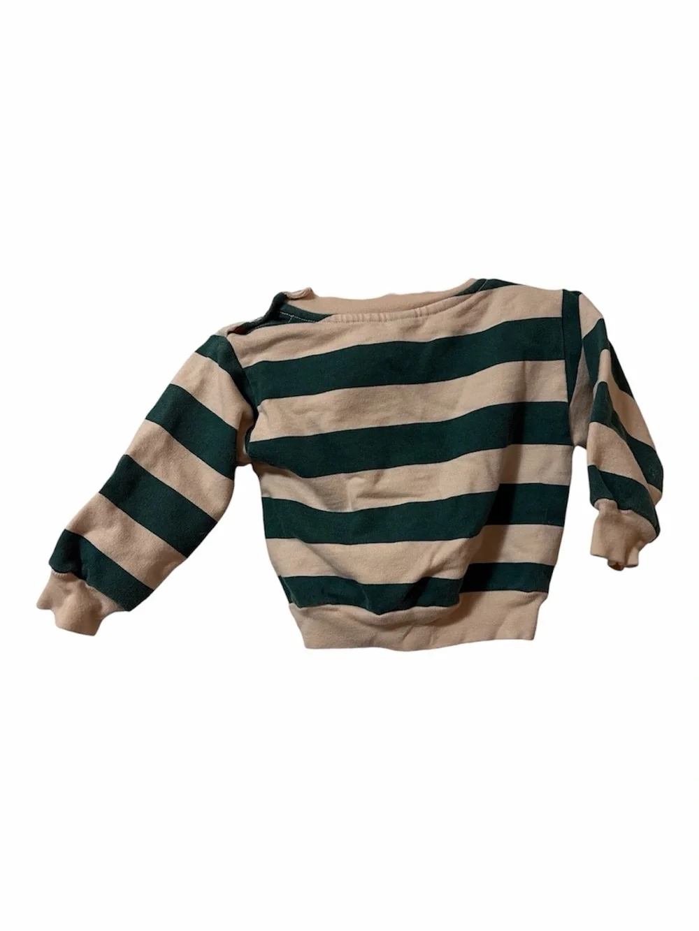 Bonmot Wilderness 100% Organic Striped Green & Cream Kids Sweatshirt